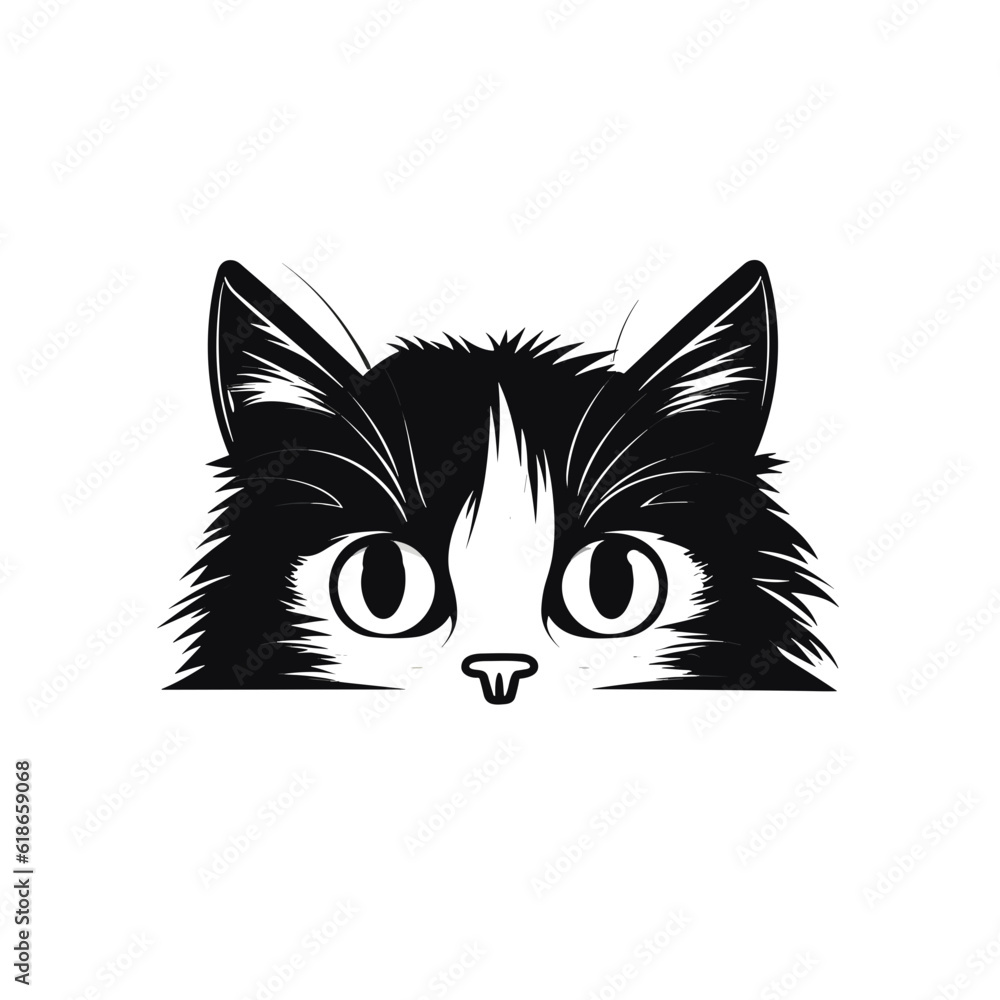 Cute looking cat, adorable kiity, kitten, graphic svg vector illustration of a little cat, young, head, big eyes Cute looking cat, adorable kiity, kitten, graphic svg vector illustration of a little cat, young, head, big eyes