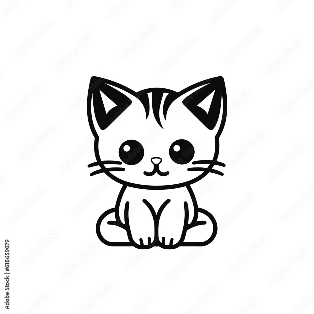 Cute looking cat, adorable kiity, kitten, graphic svg vector illustration of a little cat, young, head, big eyes Cute looking cat, adorable kiity, kitten, graphic svg vector illustration of a little cat, young, head, big eyes