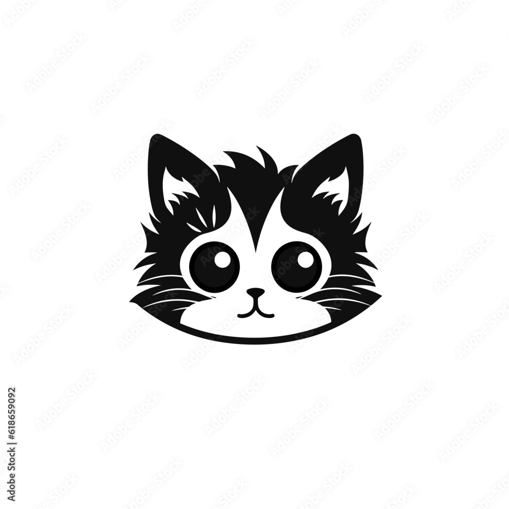 Cute looking cat, adorable kiity, kitten, graphic svg vector illustration of a little cat, young, head, big eyes Cute looking cat, adorable kiity, kitten, graphic svg vector illustration of a little cat, young, head, big eyes