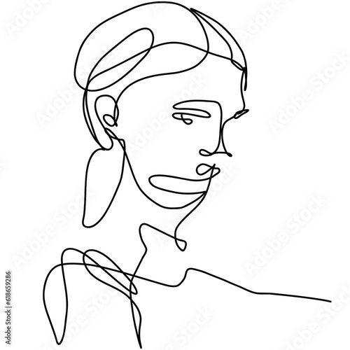 Wallpaper Mural Woman face line art flourish illustration Torontodigital.ca
