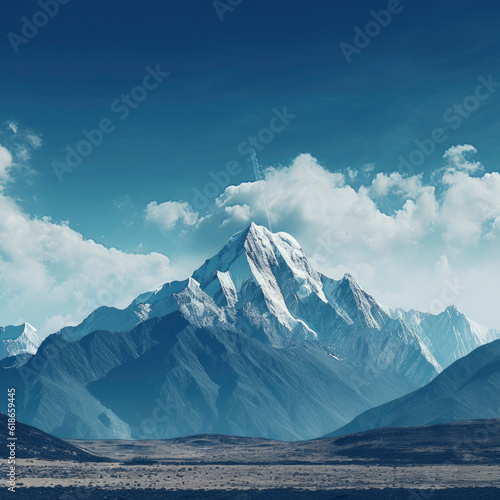 a majestic mountain range with dramatic clouds in the sky