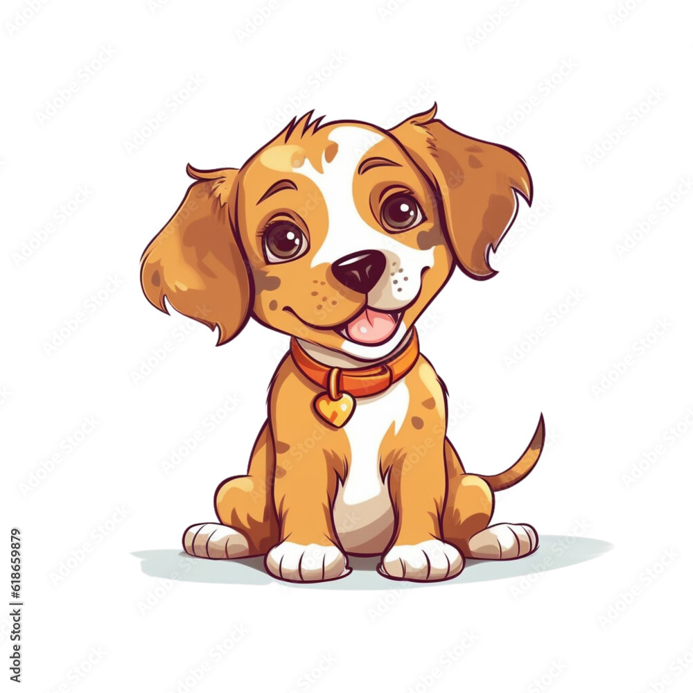Obraz premium Adorable Dog Puppy illustration graphic, cute puppies, cute eyes, happy