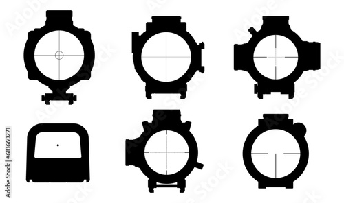 Set of black weapons scopes