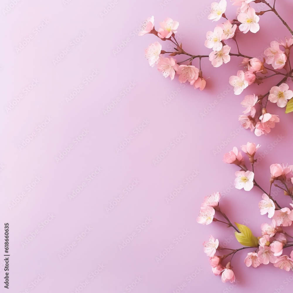 Banner with flowers on light pink background. Greeting card template for Wedding, mothers or womans day. Springtime composition with copy space. Flat lay style Banner with flowers on light pink background. Greeting card template for Wedding, mothers or womans day. Springtime composition with copy space. Flat lay style
