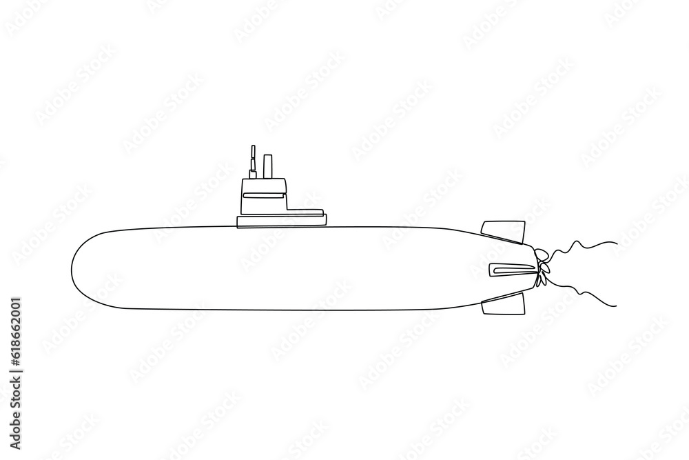Obraz premium Continuous one line drawing Ocean travel transportation concept. Single line draw design vector graphic illustration.