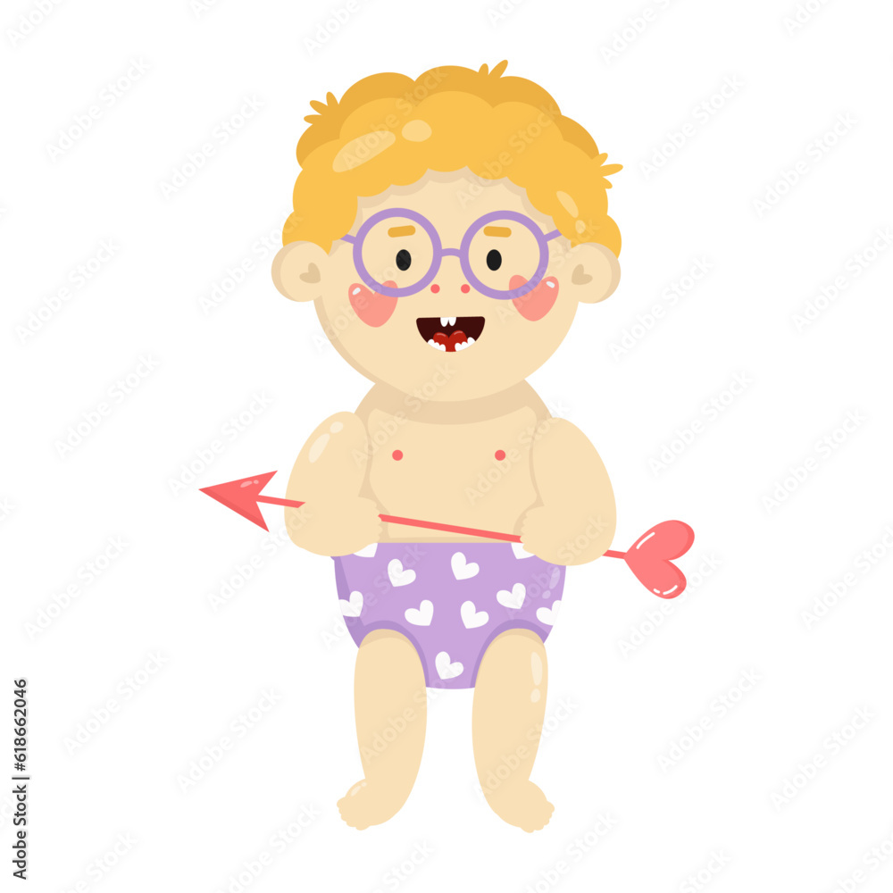 Vector illustration cartoon characters of little boy with arrow Vector illustration cartoon characters of little boy with arrow