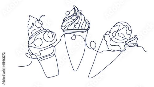 Three ice creams line concept