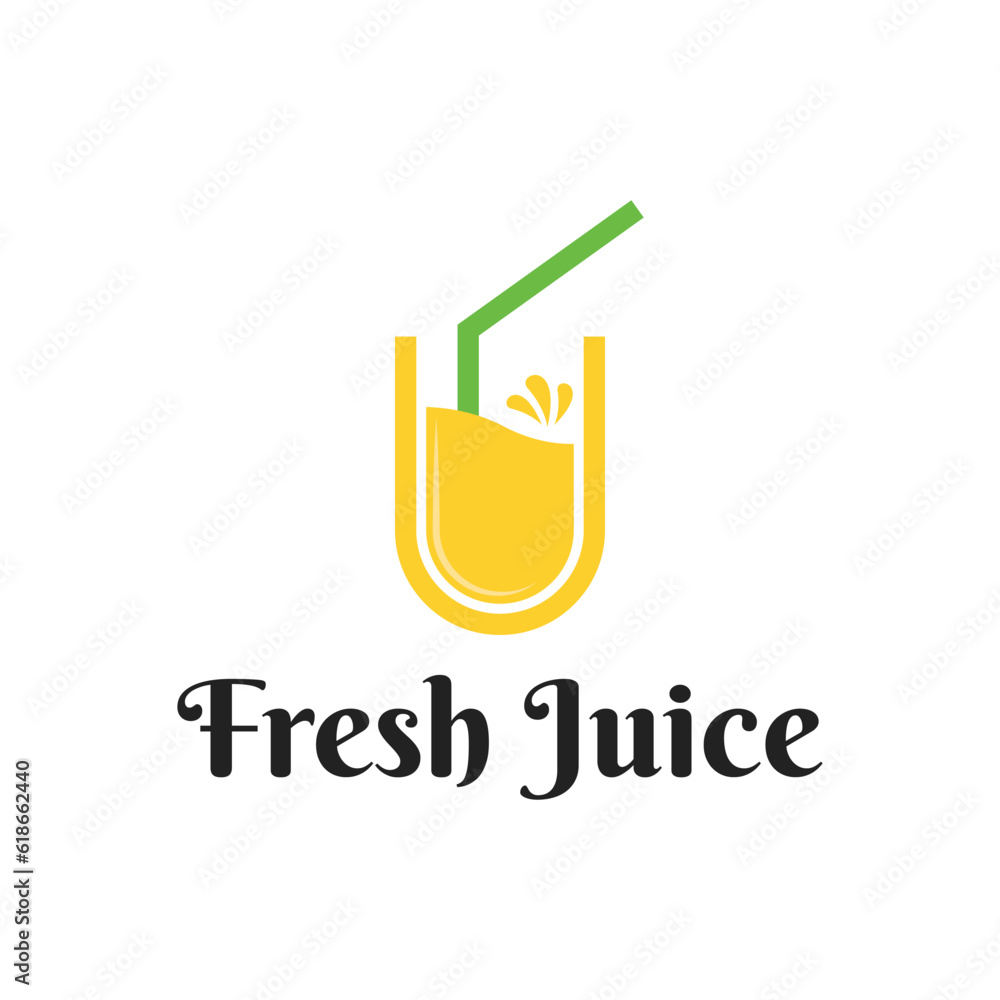 Juice drink fruit logo design template