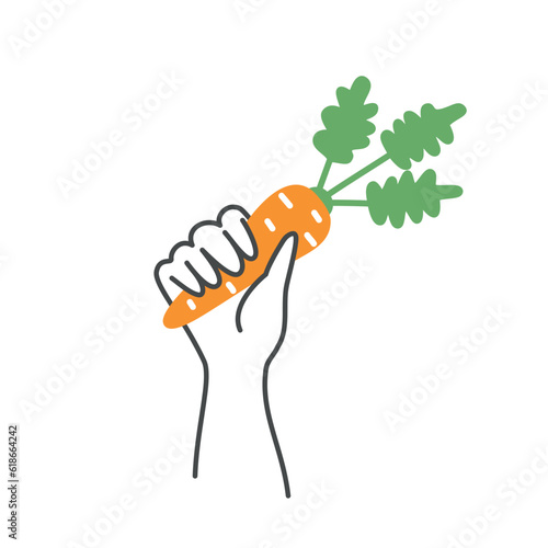 Hand with carrot.
