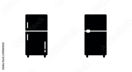 Fridge Fill Icon Symbol Vector. Black Glyph Fridge Icon