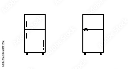 Fridge Lineal Icon Symbol Vector. Black Outline Fridge Icon