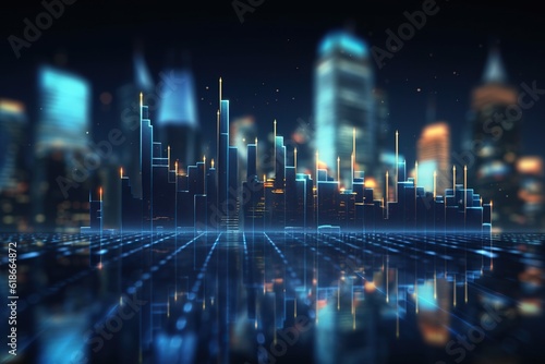 perspective view of stock market growth, illustration, generative ai