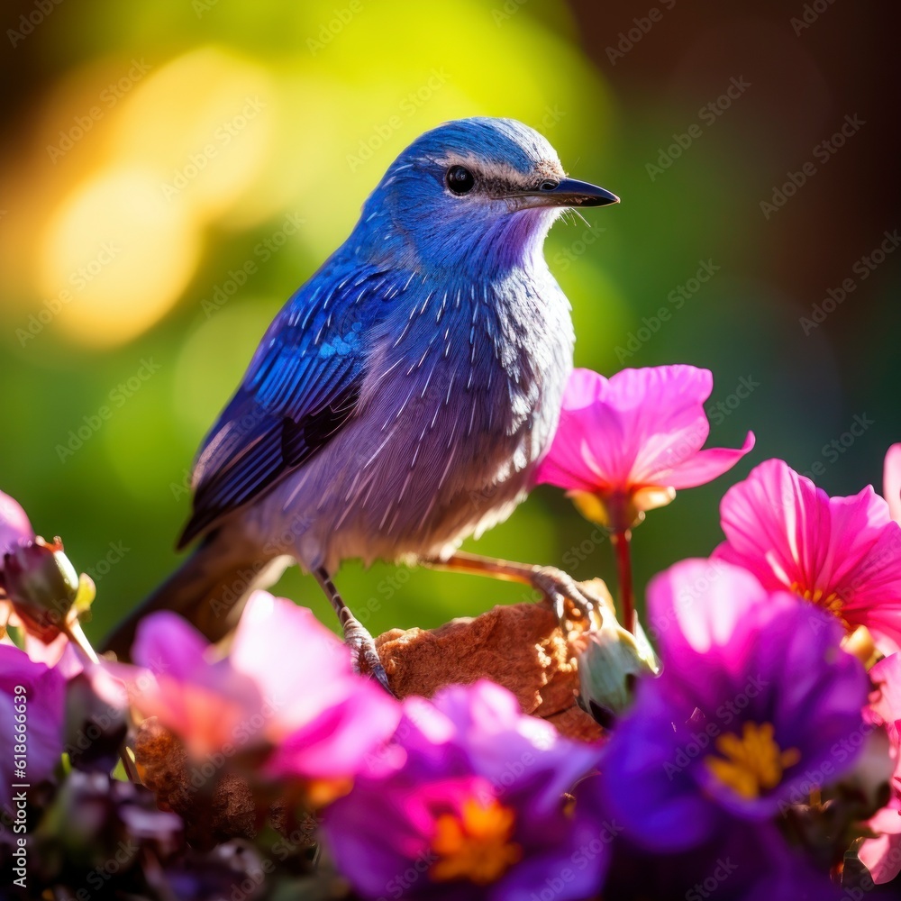  a macro closeup image of a beautiful blue bird sitting