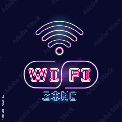 Colored retro wifi zone neon announcement Vector
