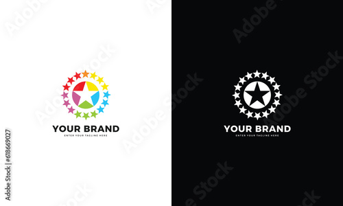 Star color circle logo design template. Graphic vector