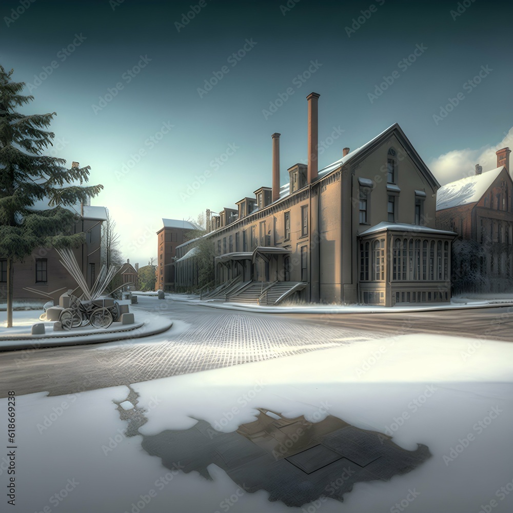 snowy day hyperrealisticphoto ultradetailed 