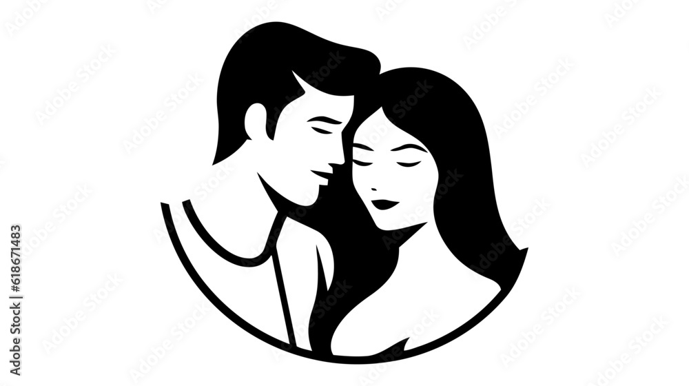 Couple in love, vector logo on white background Couple in love, vector logo on white background