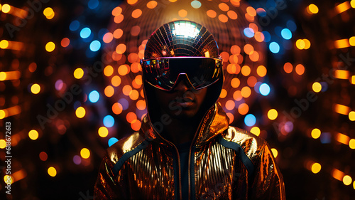 Neon Echoes: Afrofuturism-Inspired Man Embracing Techpunk Aesthetic