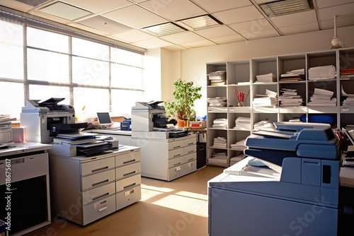 stationery room in the office with copier machine professional photography AI Generated photo