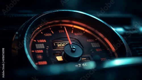 Driving in Overdrive: Rev Up Your Vehicle\'s Performance with a Stylish Dashboard Meter in Red & Black - Vector Illustratio, generative AIAI Generated