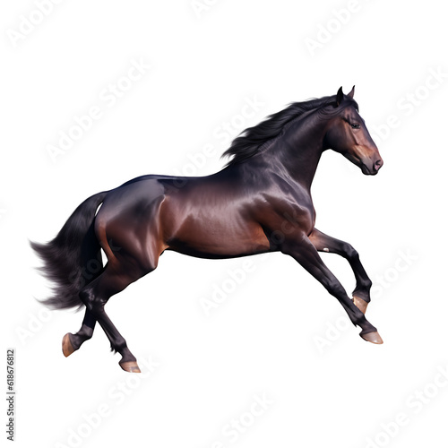 Black horse isolated on white PNG transparent background