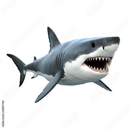 Shark isolated on white PNG transparent background