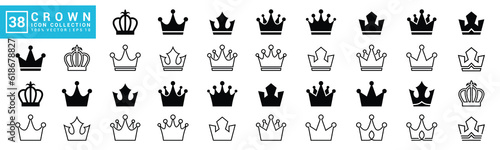 Fototapeta Naklejka Na Ścianę i Meble -  Collection of icons crown, king, queen, royal, kingdom, editable and resizable EPS 10.
