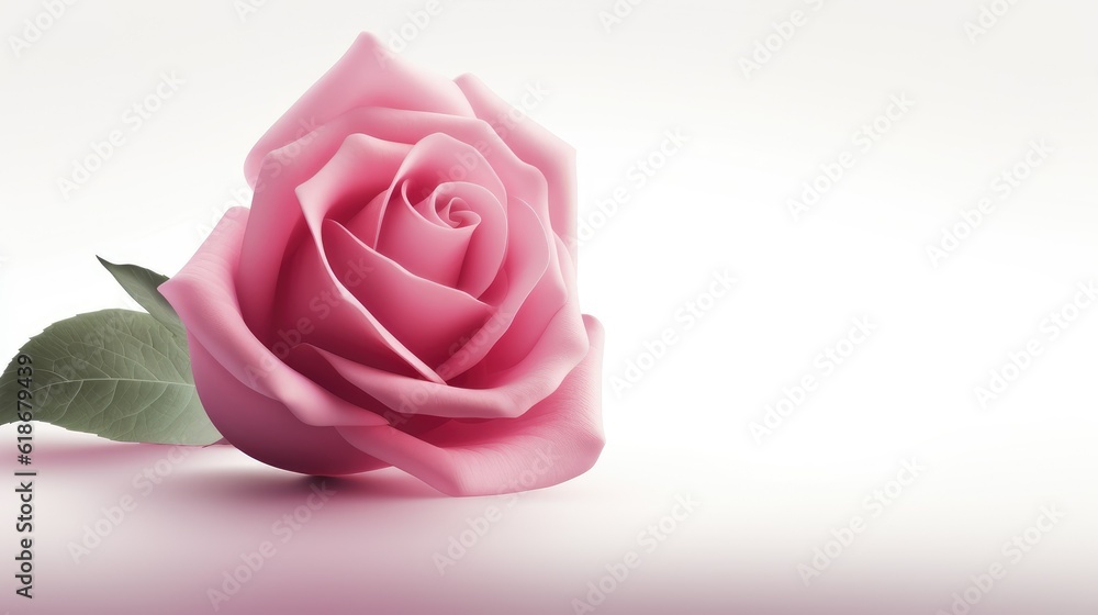 Pink color rose on empty background with text space advertising, ads, branding Pink color rose on empty background with text space advertising, ads, branding