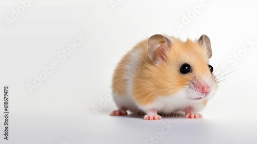Cute hamster on white background with text space can use for advertising, ads, branding © Clown Studio