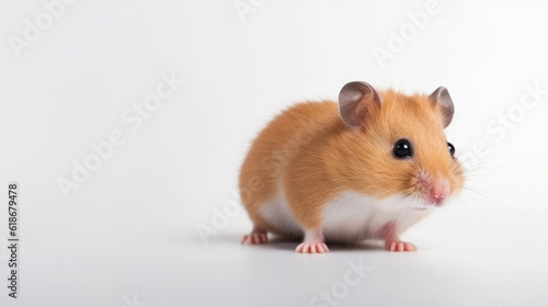 Cute hamster on white background with text space can use for advertising, ads, branding
