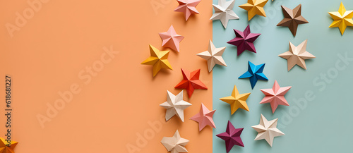 colorful stars next to each other on an orange and pink background Generated by AI
