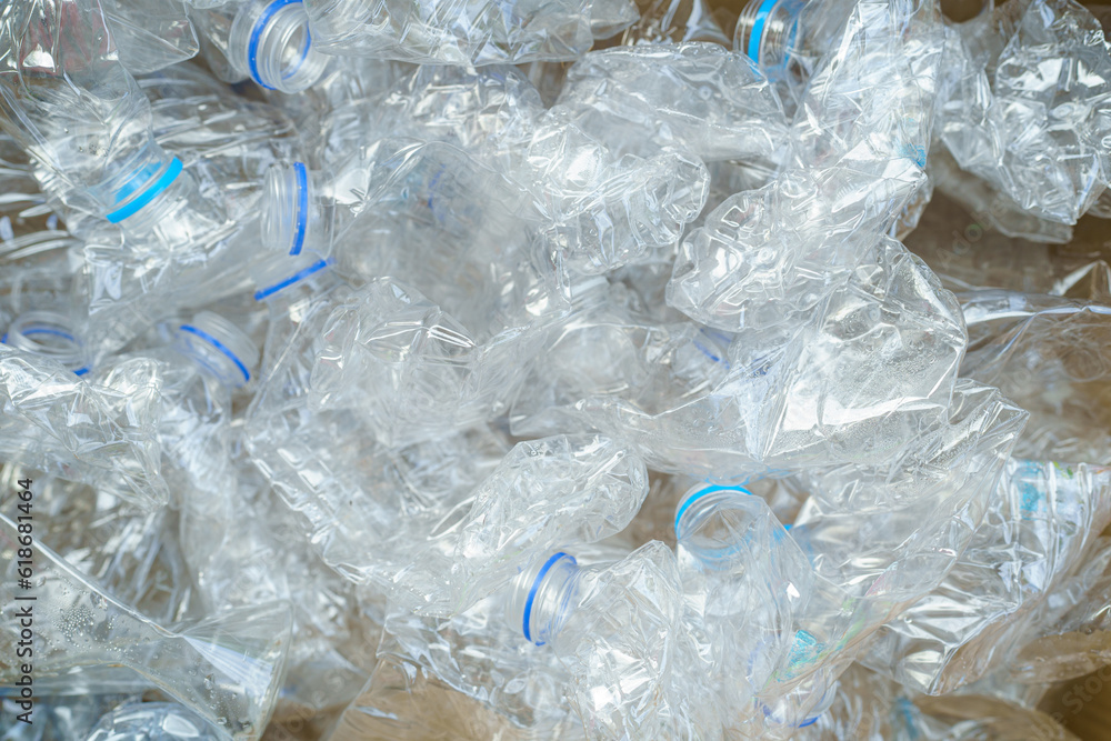 Close-up of plastic Bottle recycling, garbage disposal, environment and ecology concept Close-up of plastic Bottle recycling, garbage disposal, environment and ecology concept