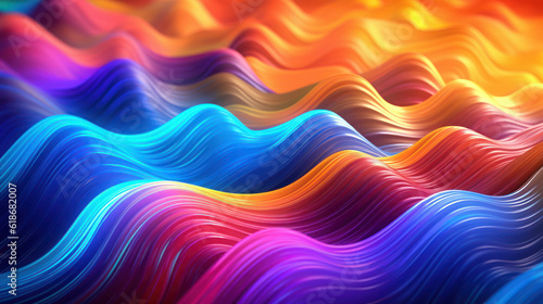 Electro-magnetic waves, fluorescent rainbow, gradient colors.