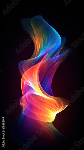 Electro-magnetic waves, fluorescent rainbow, gradient colors.