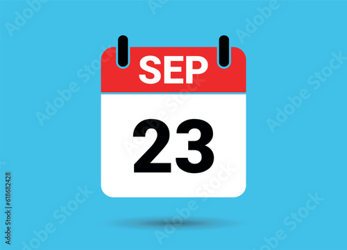 September 23 Calendar Date Flat Icon Day 23 Vector Illustration