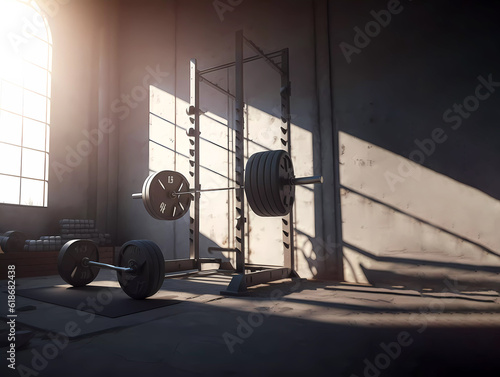 Gym. barbells for champions. AI generated photo