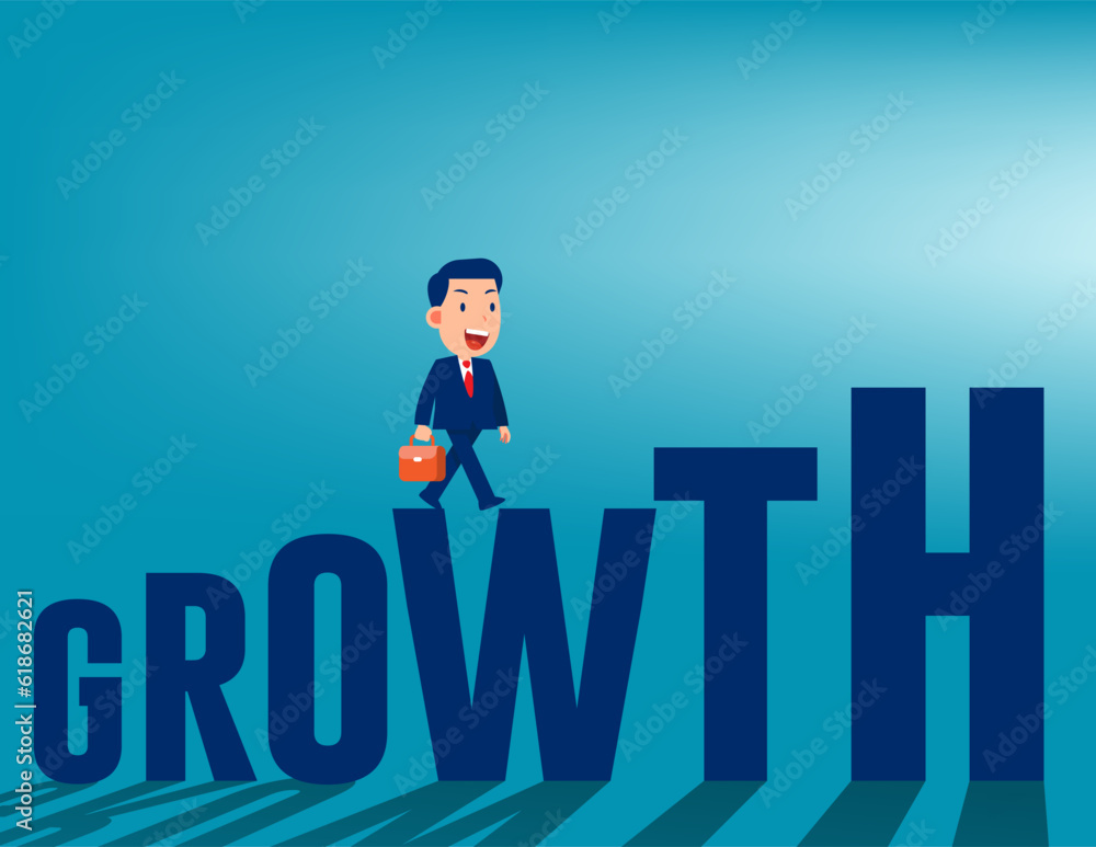 Walk on growth . Business growth vector concept Walk on growth . Business growth vector concept