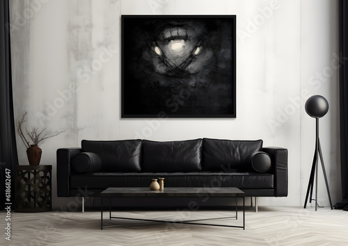 modern black themed living room