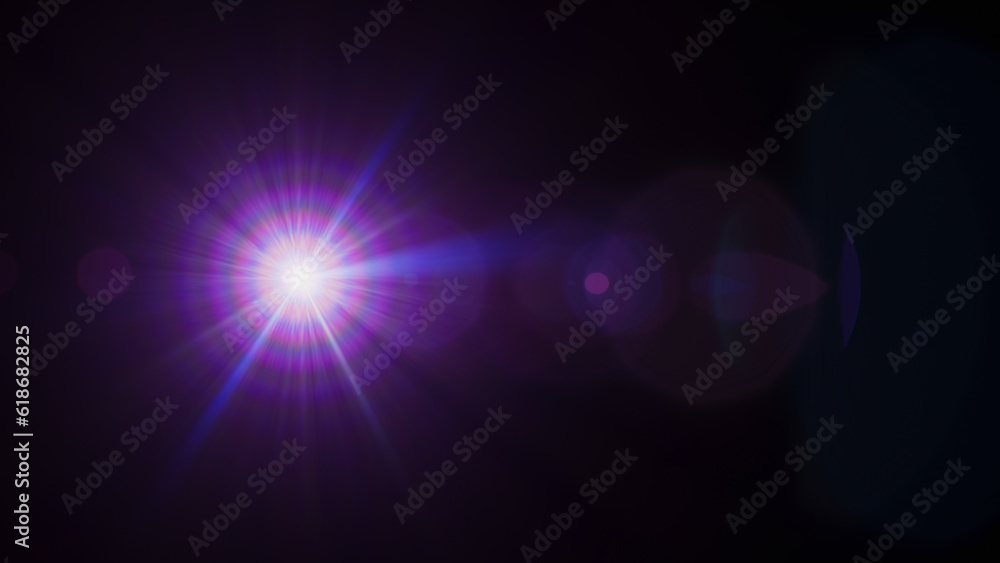 Bright star with many blue beams. Chromatic aberration light effect and flares. Bright star with many blue beams. Chromatic aberration light effect and flares.