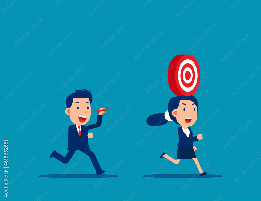 Run towards the goal. Business vector illustration concept Run towards the goal. Business vector illustration concept