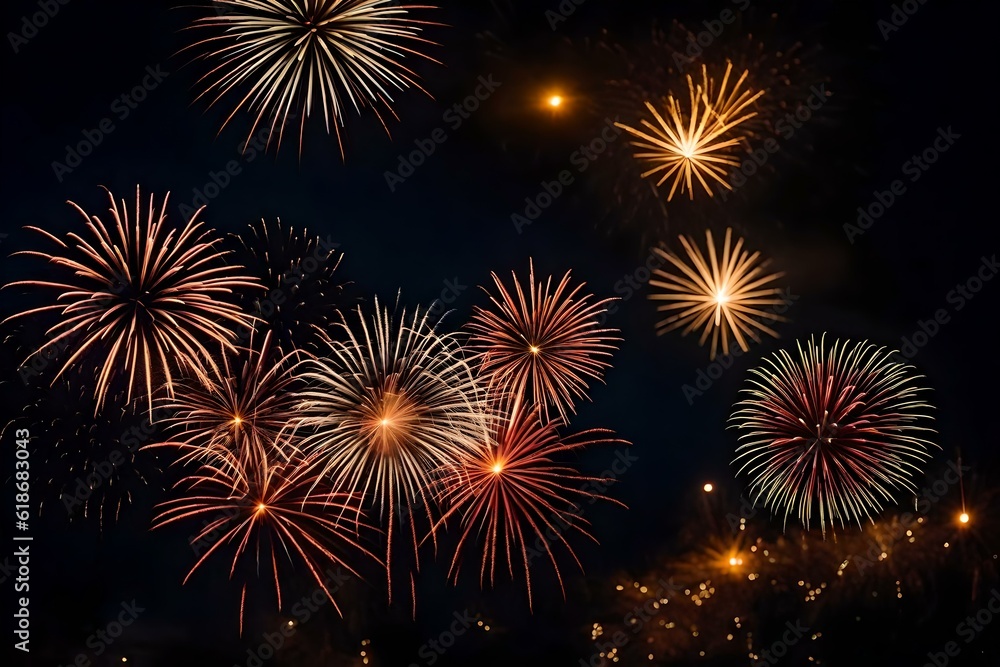 Firework display celebration background. Generative AI