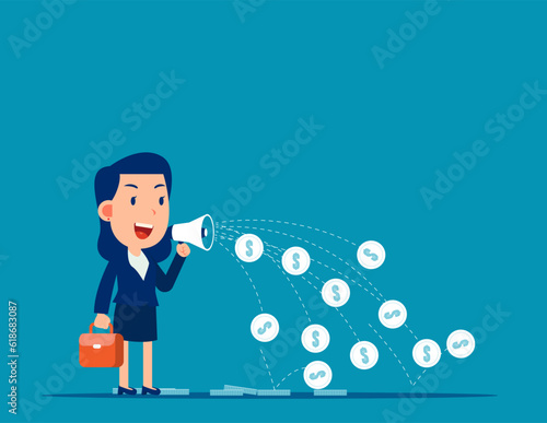 Person spitting money. Business financial vector illustration concept