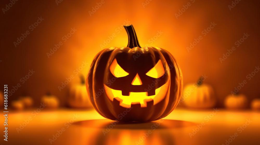 Lantern pumpkin on a yellow background Lantern pumpkin on a yellow background