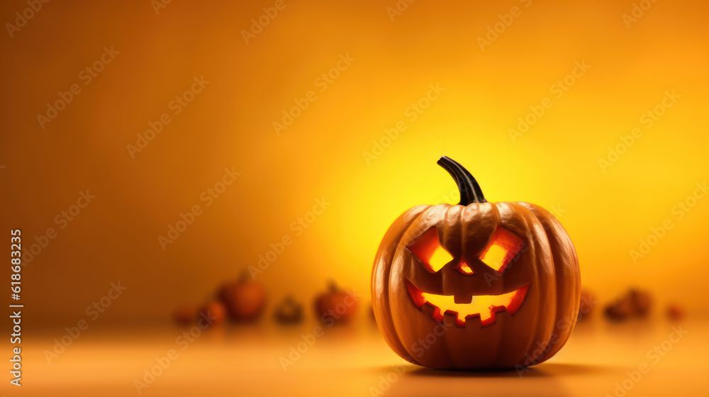 Lantern pumpkin on a yellow background Lantern pumpkin on a yellow background