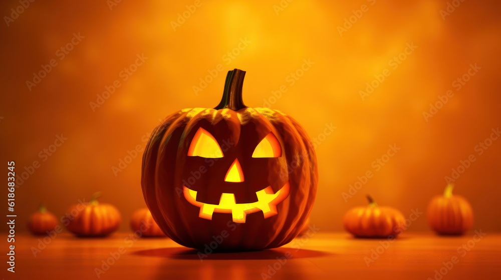 Lantern pumpkin on a yellow background Lantern pumpkin on a yellow background