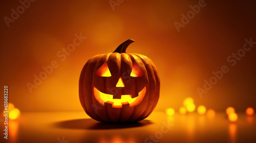 Lantern pumpkin on a yellow background