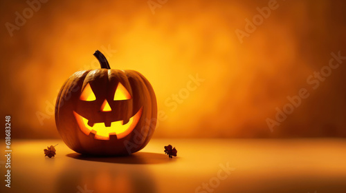 Lantern pumpkin on a yellow background