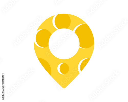 Location pin with cheese inside