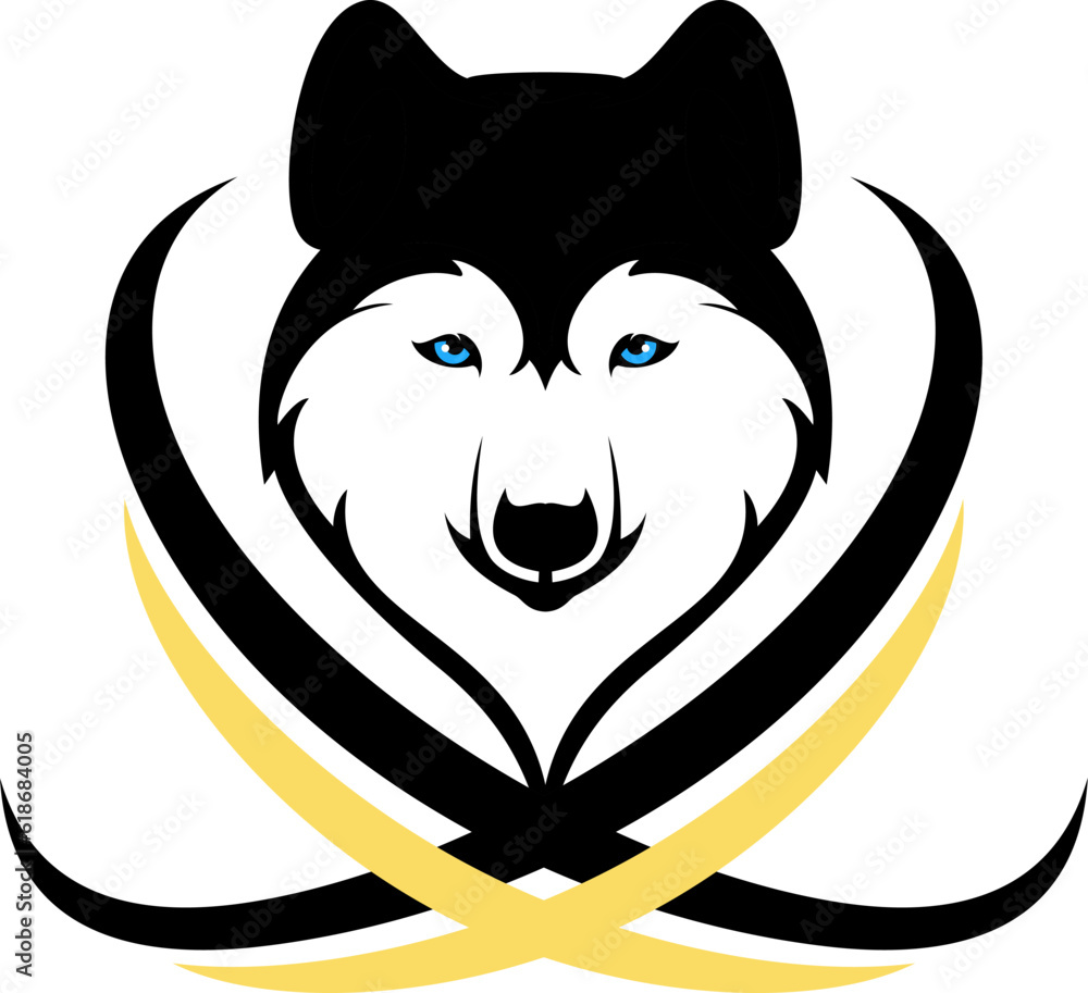 Simple wolf head with double X Simple wolf head with double X