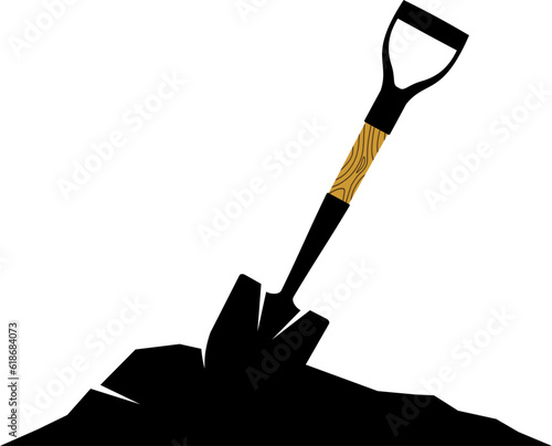 Silhouette rock with mining shovel